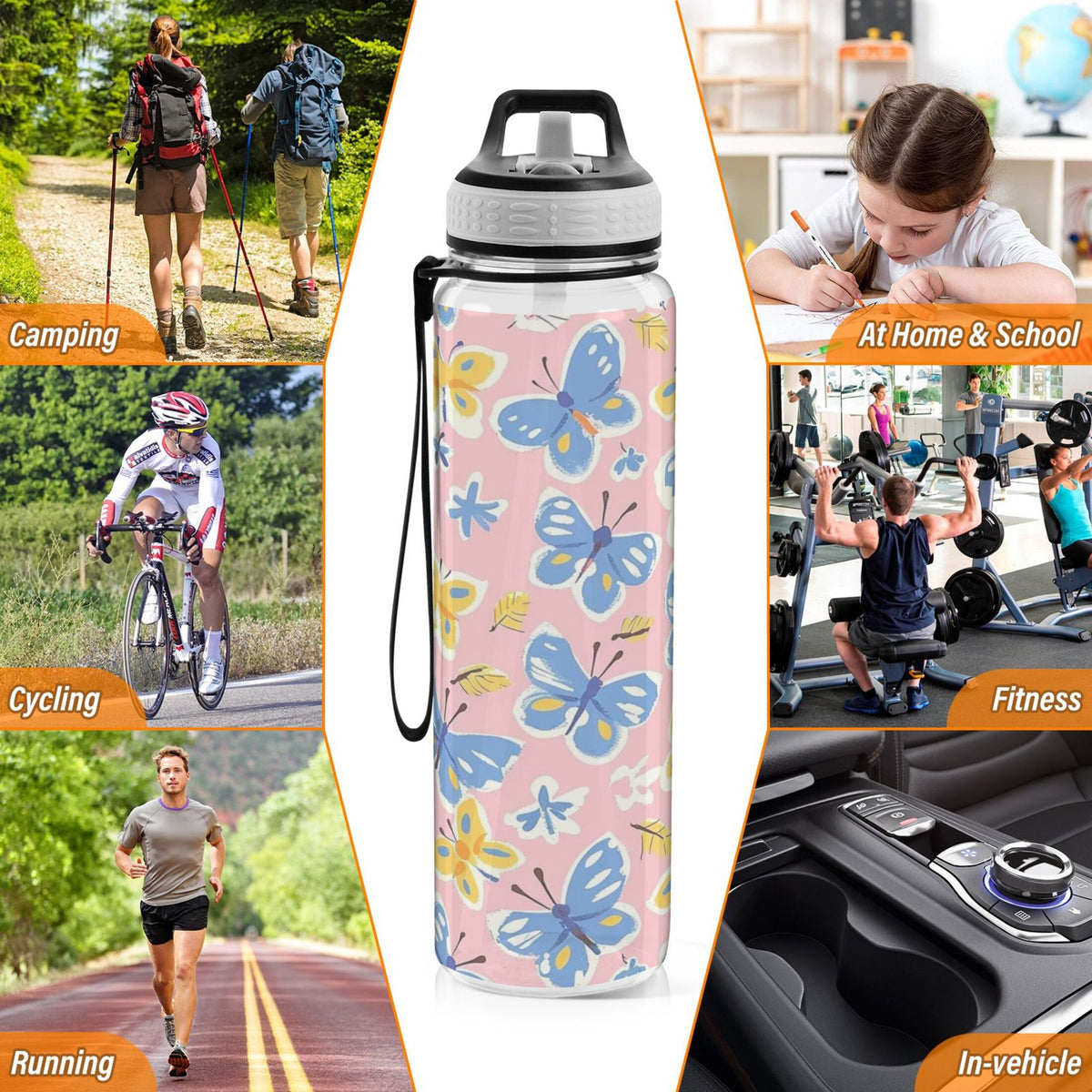 Pink 32oz Tritan Sports Water Bottle with Straw G840032
