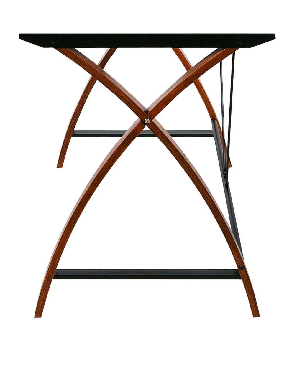 Black Glass and Wood Computer Desk L632987