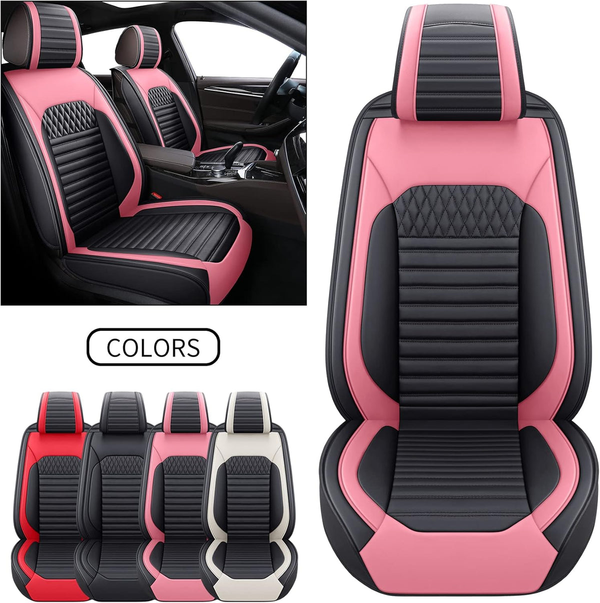 Black and Pink Full Set Seat Covers D40755