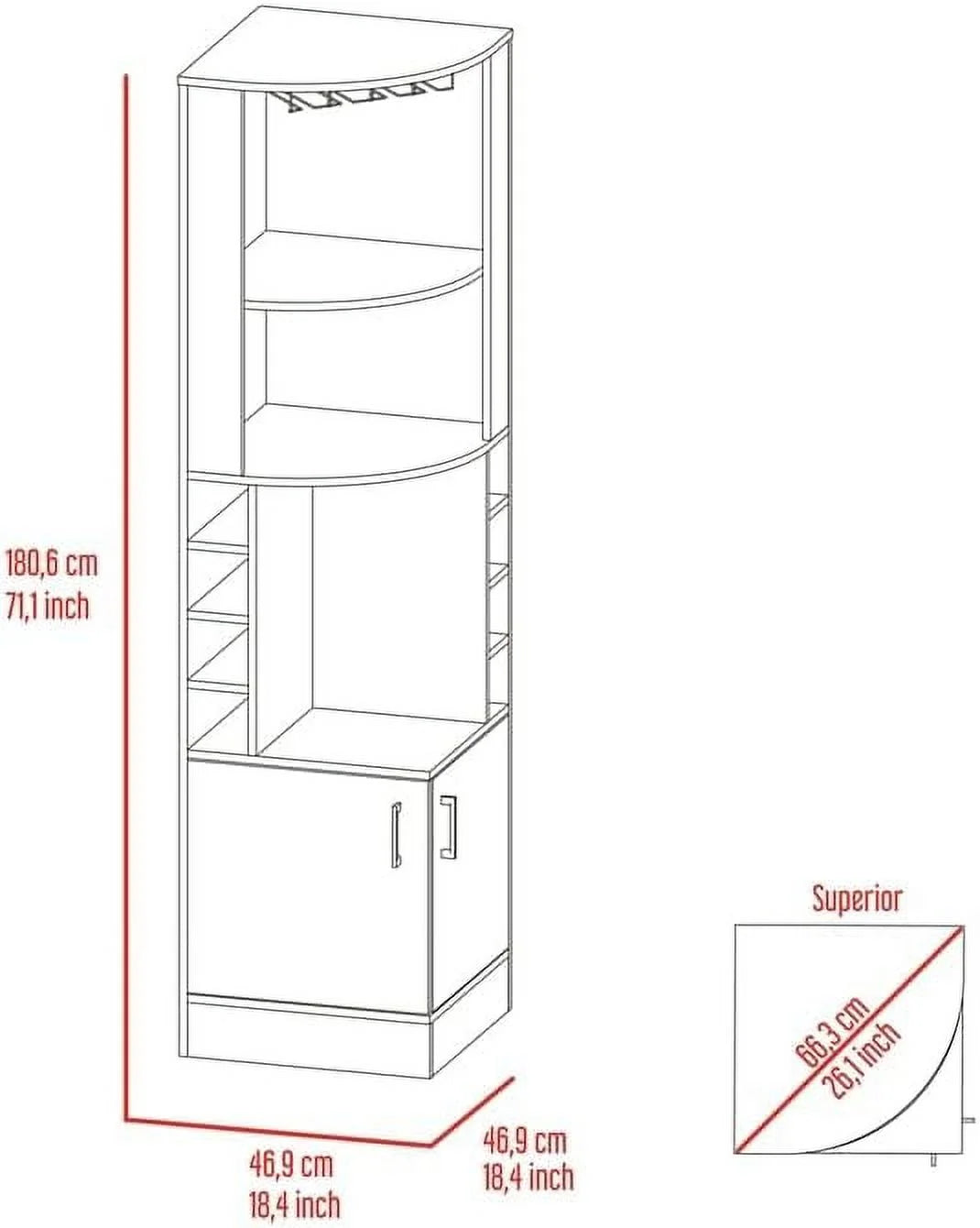 White Engineered Wood Corner Bar Cabinet L461554