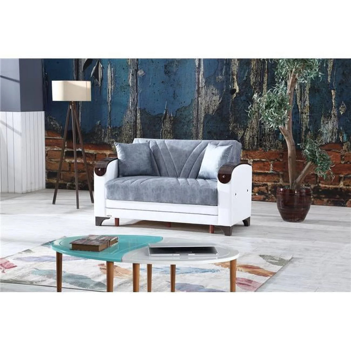 Grey Convertible Loveseat Sleeper R90961