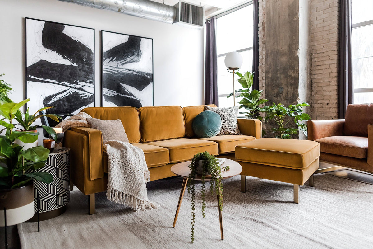 Mustard Velvet Ottoman F38570