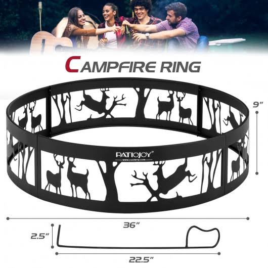 36x22 Metal Fire Pit Ring with Poker S268