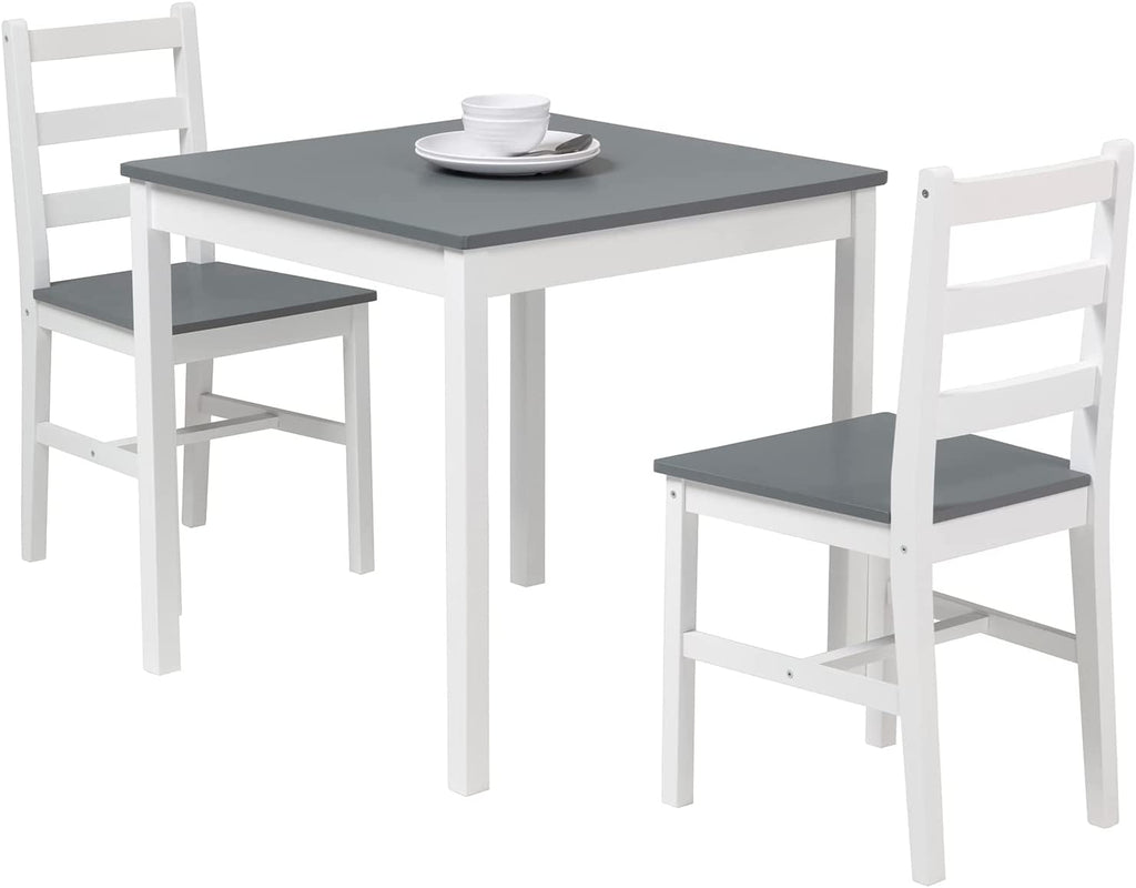 3-Piece Wood Dining Table and Chairs Set, Gray J5096