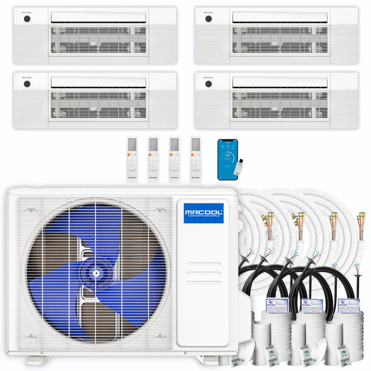 36,000 BTU 4 Zone Ceiling Cassette Ductless Air Conditioner and Heat Pump O7987