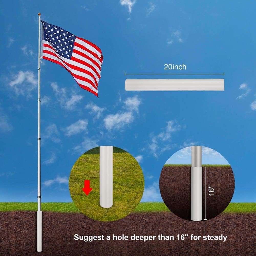 20FT Telescoping Aluminum Flagpole Kit V83564