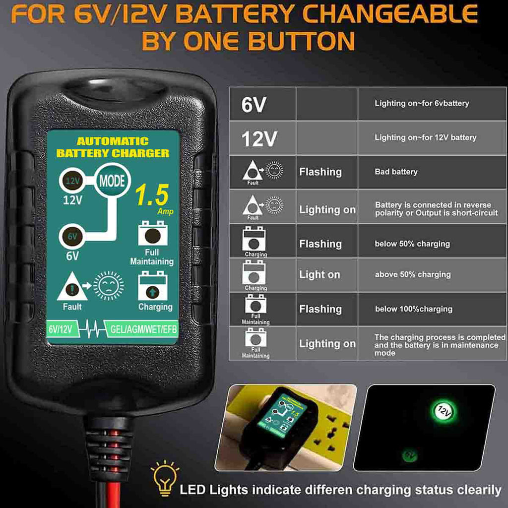 12V 6V 800mA Automatic Battery Charger J15948