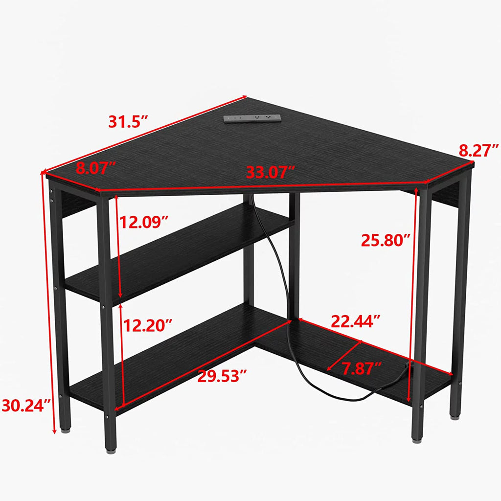 Corner Desk with Outlets USB Ports Storage Shelves Y915577