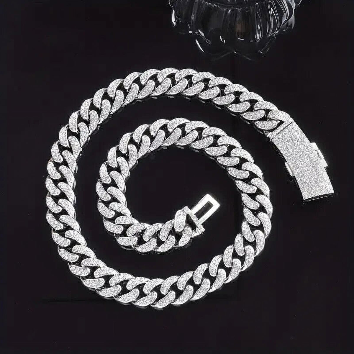 Silver Plated 18" Cuban Choker Chain Necklace T4076