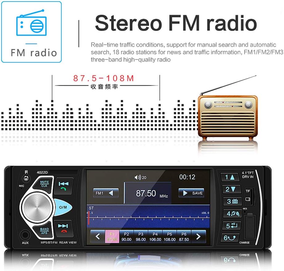 Single Din Car Stereo with Backup Camera U738