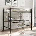 Full Black Loft Bed with Desk and Shelf A9540