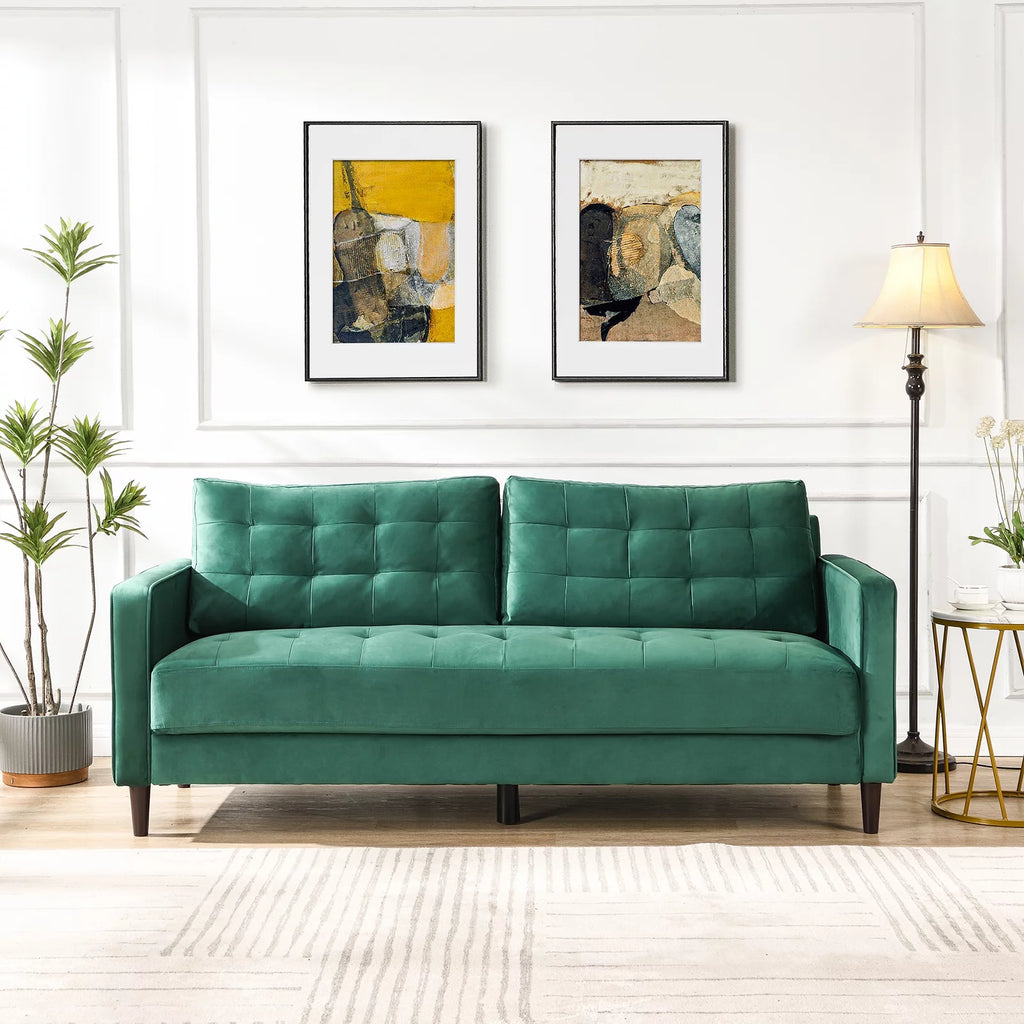 Green Velvet Tufted Sofa D876