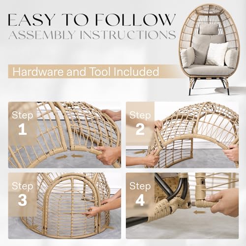 Black Wicker Egg Chair with Cushion G576074