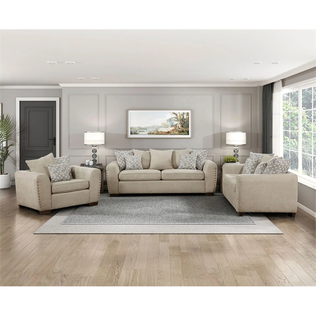 Light Brown Chenille Living Room Chair Y2077