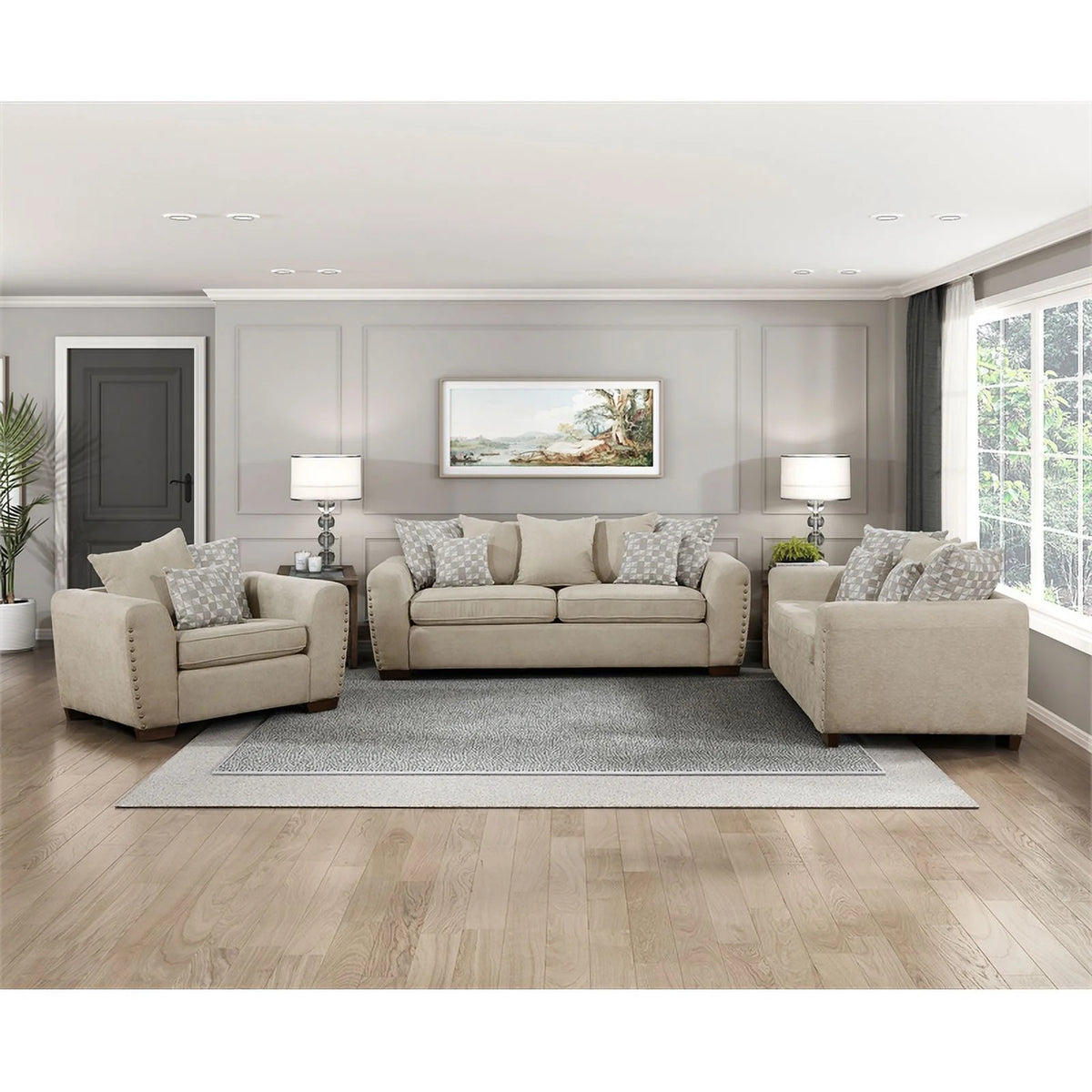 Light Brown Chenille Living Room Chair Y2077