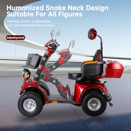 Red 1000W 4 Wheel Mobility Scooter with Adjustable Seat U228