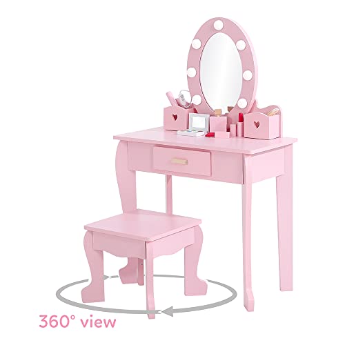 Kids Vanity Set with Mirror and Chair V423213