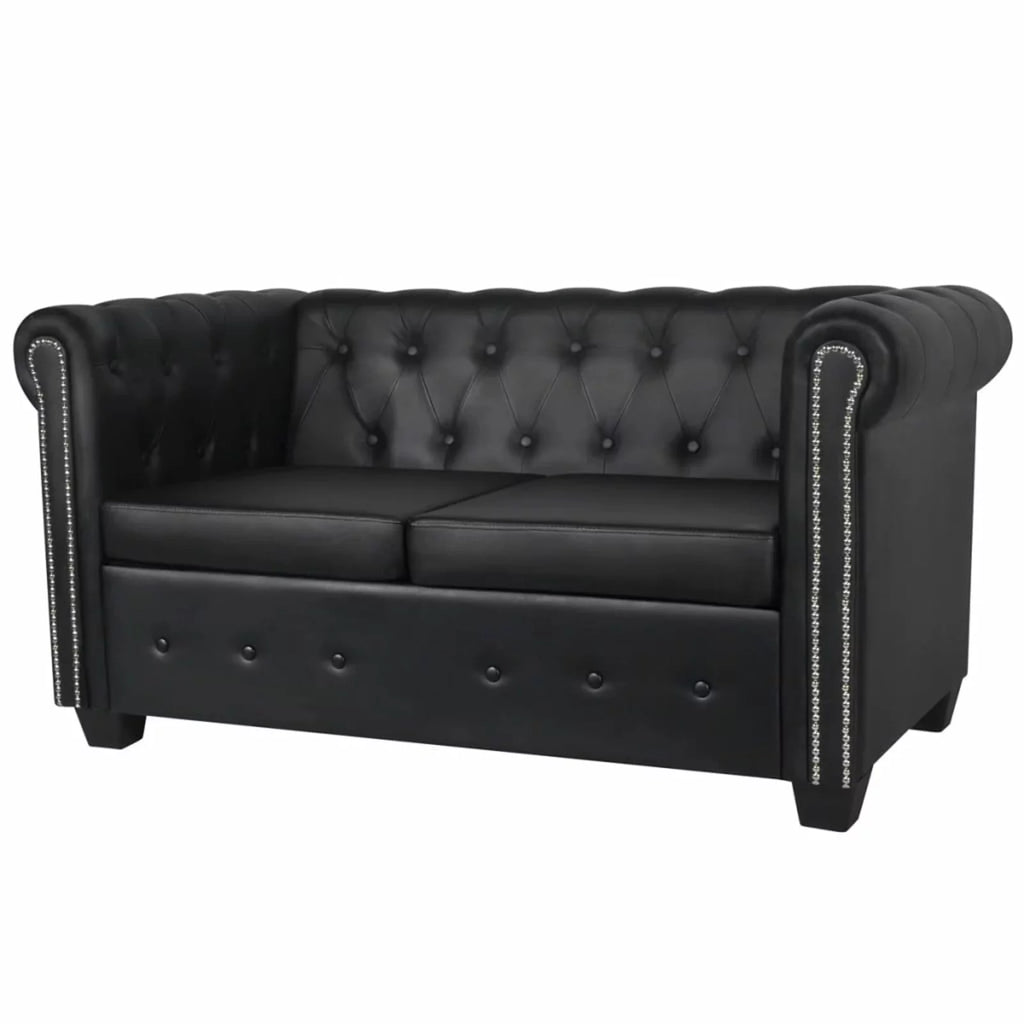 Black 2-Seater Artificial Leather Sofa D45706