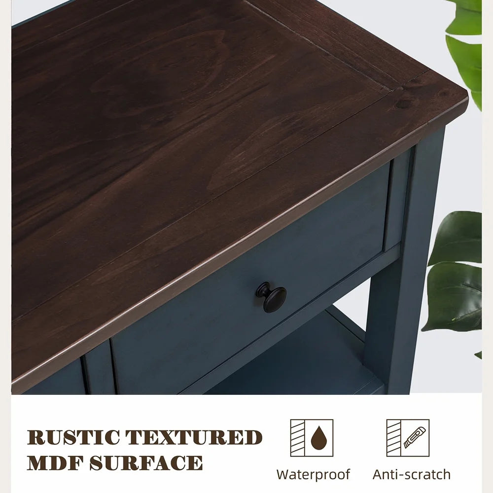 Navy Storage Console Table with 3 Drawers and 2 Shelves Y630