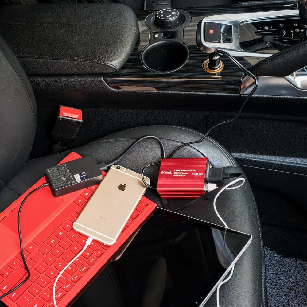 150W Car Power Inverter 12V DC to 110V AC Converter with 3.1A Dual USB, Pack of 2 W87901