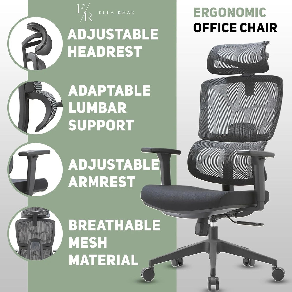 Black Mesh Ergonomic Office Desk Chair A3705