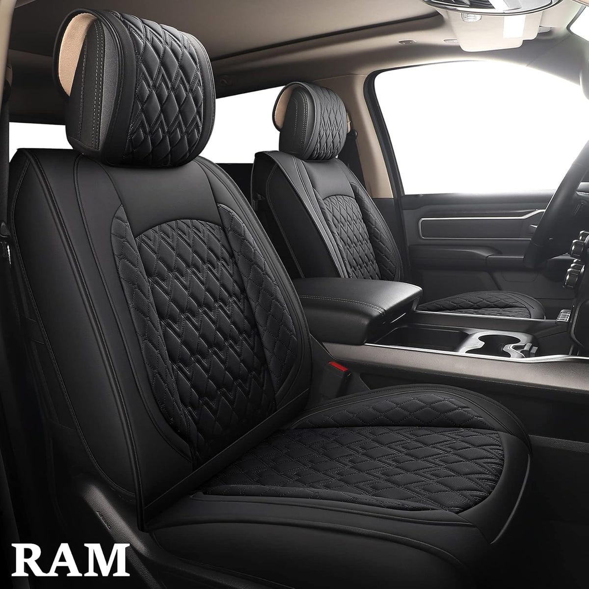 2 Pcs Front Waterproof Synthetic Leather Car Seat Covers P9478