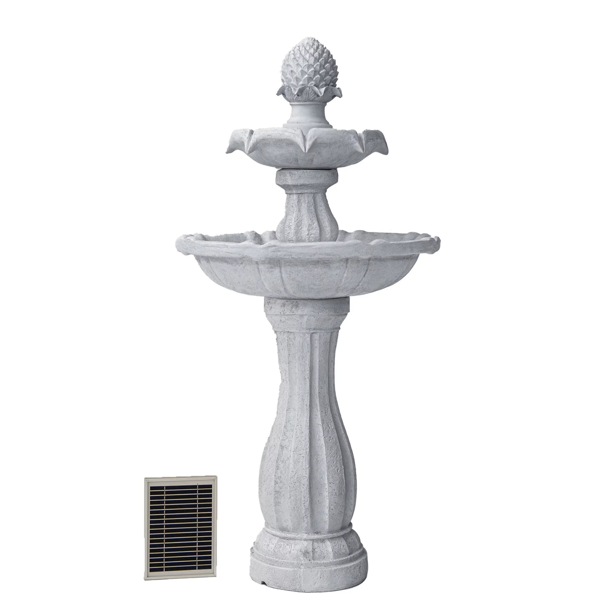 White 2-Tier Solar Water Fountain G661