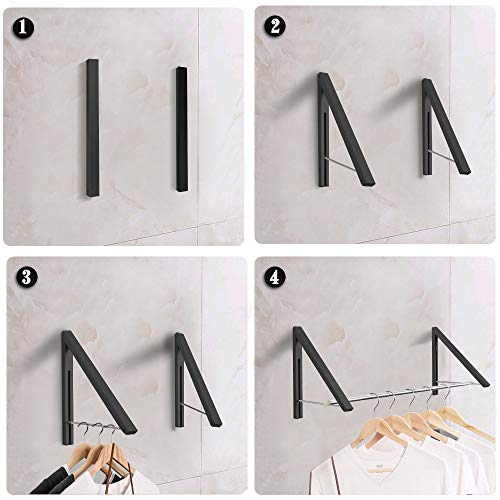 White Wall Mounted Folding Aluminum Clothes Drying Rack L936468
