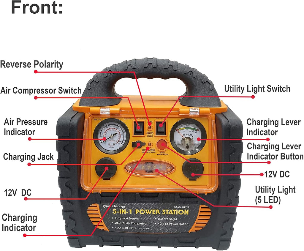 Portable Car Jump Starter 1400 Amp Power Station with AC Outlets 400W X761056