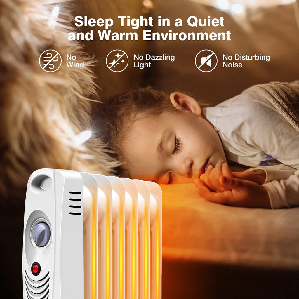 Portable Mini Electric Oil Filled Radiator Heater 7-Fin A2440
