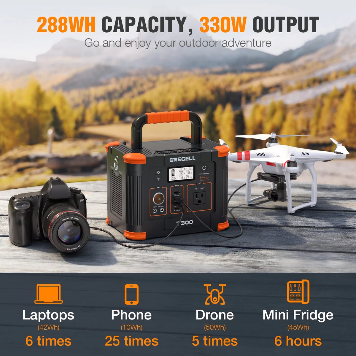 300W Portable Power Station, 288Wh Solar Generator B5818