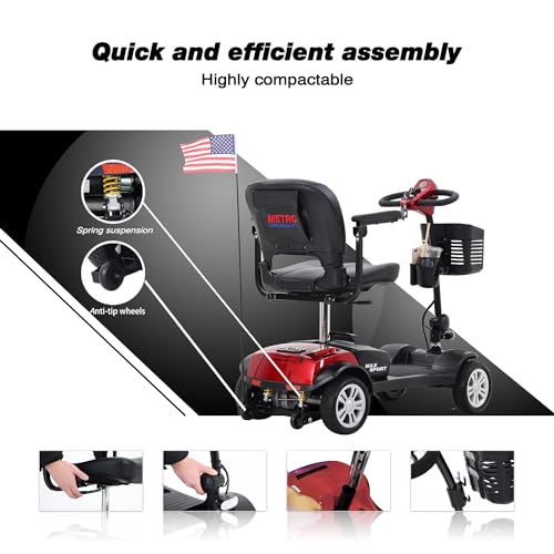 Red Foldable Electric Mobility Scooter with Basket V262933