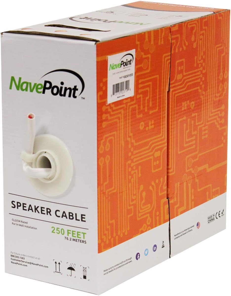 250ft 14/2 AWG 2 Conductor White Speaker Cable K86533