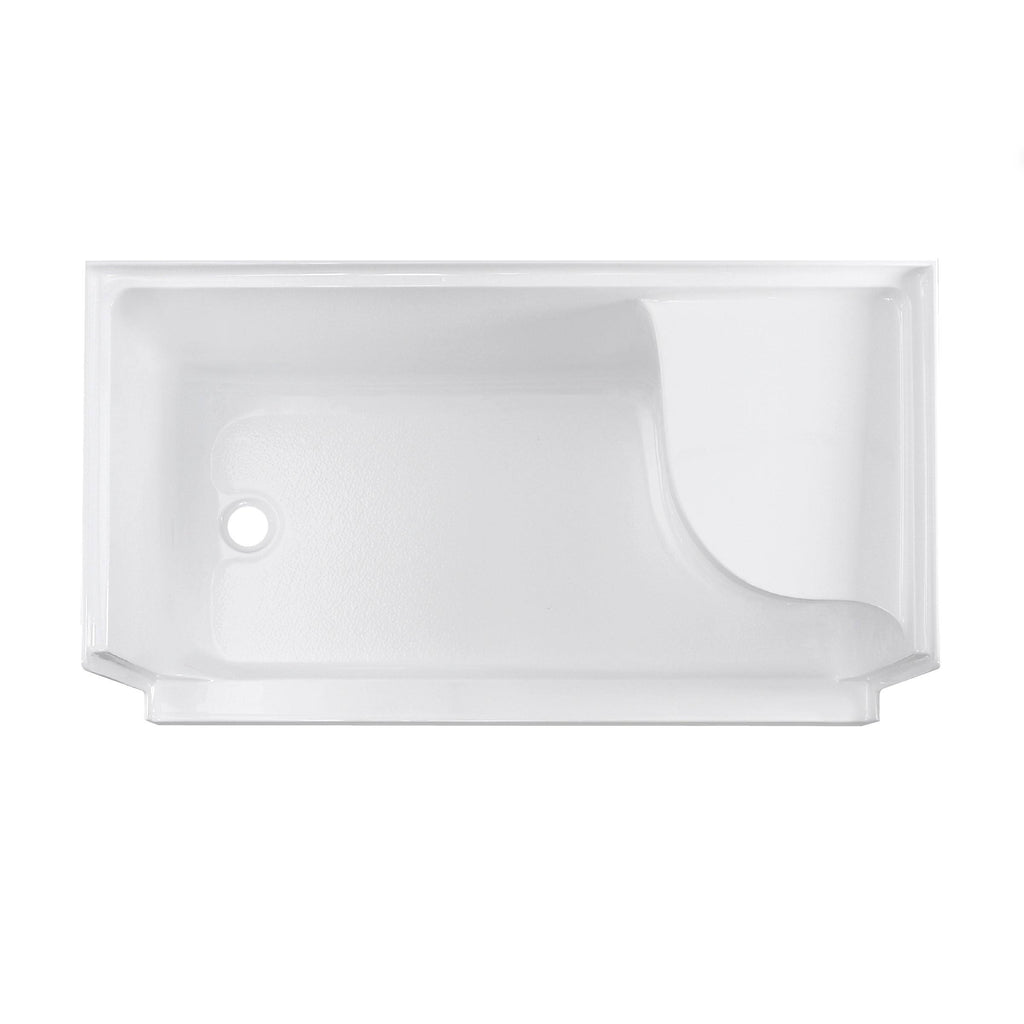 Gray Single Threshold Shower Base with Left Hand Drain and Integral Right Hand Seat S75805