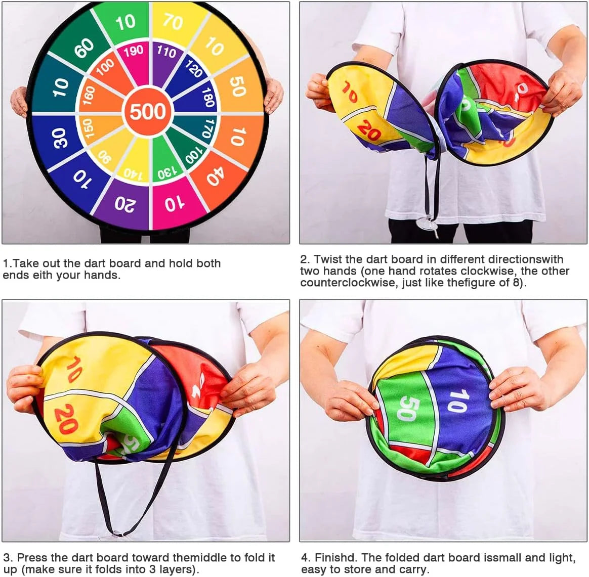 Kids Double-Sided Dartboard Set with 16 Sticky Balls, 28.3 Inches Y237582