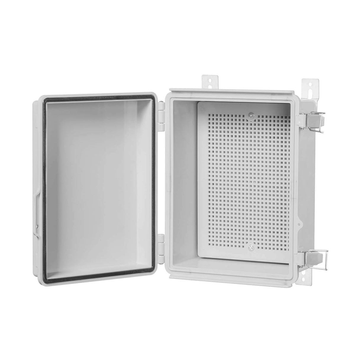 Junction Box, Hinged Cover Stainless Steel Latch IP67 Waterproof Plastic Enclosure 400×300×180mm S598375