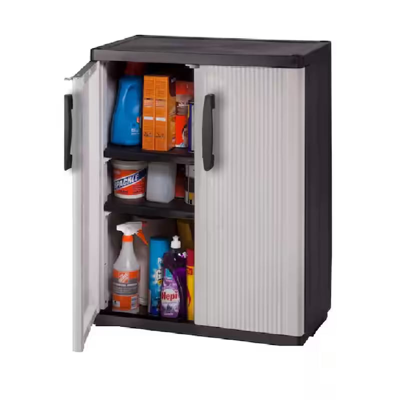 Gray Plastic Freestanding Garage Base Cabinet N51726