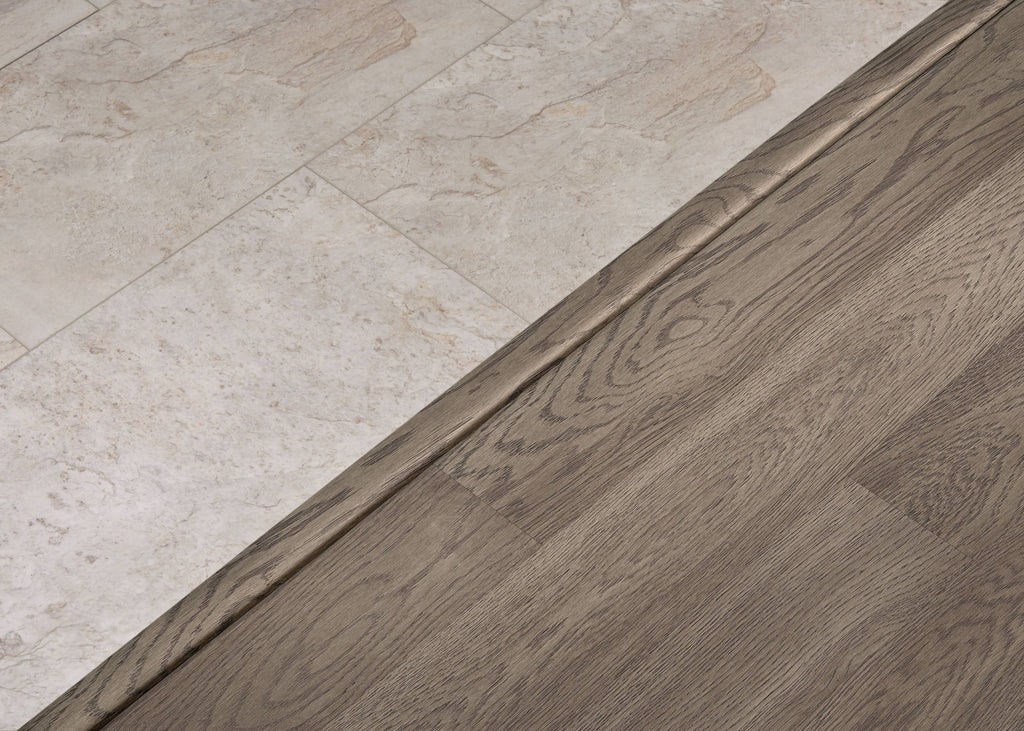 Oak Wood Veneer Vinyl Core Floor T-Moulding in Gray P313153