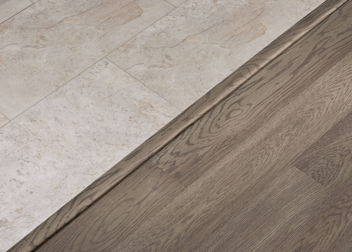 Oak Wood Veneer Vinyl Core Floor T-Moulding in Gray P313153