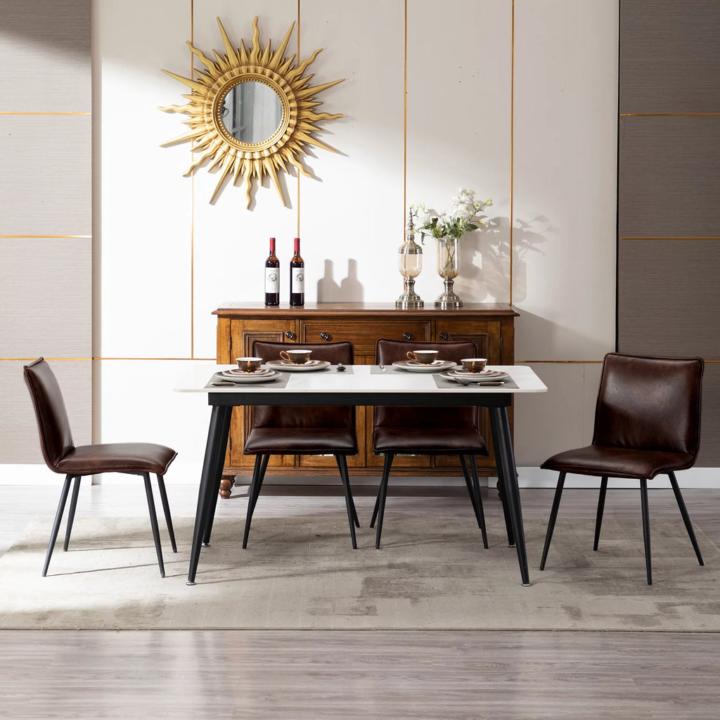 Faux Leather Dining Chairs Set of 4 with Black Metal Legs S2785