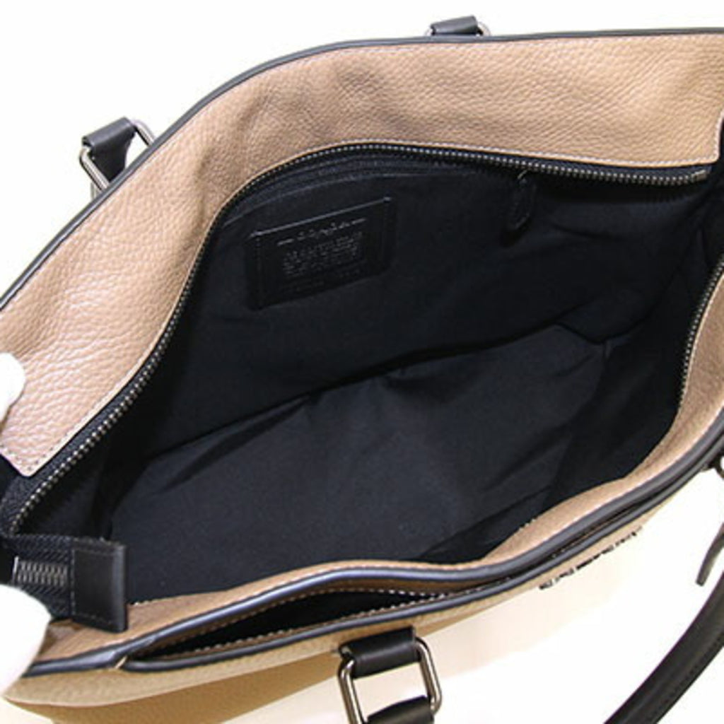 Khaki Black Leather Tote Bag U81300