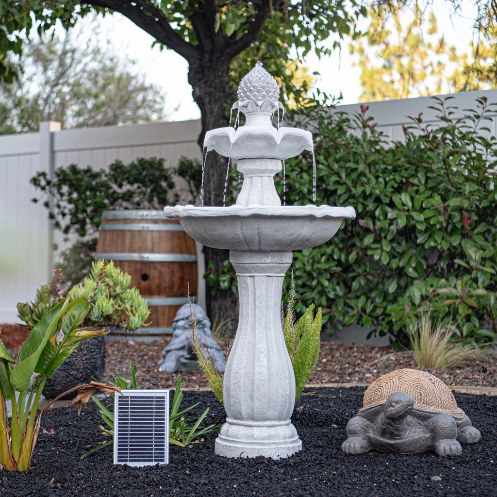 White 2-Tier Solar Water Fountain G661