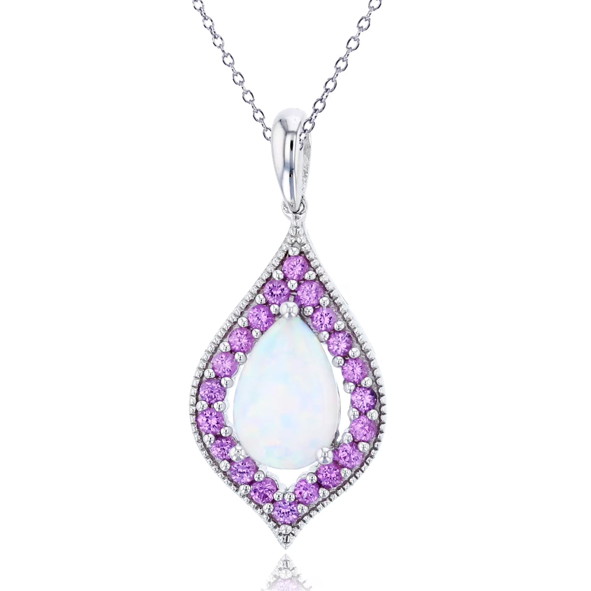 18" Created Opal & Created Pink Sapphire Necklace O54965
