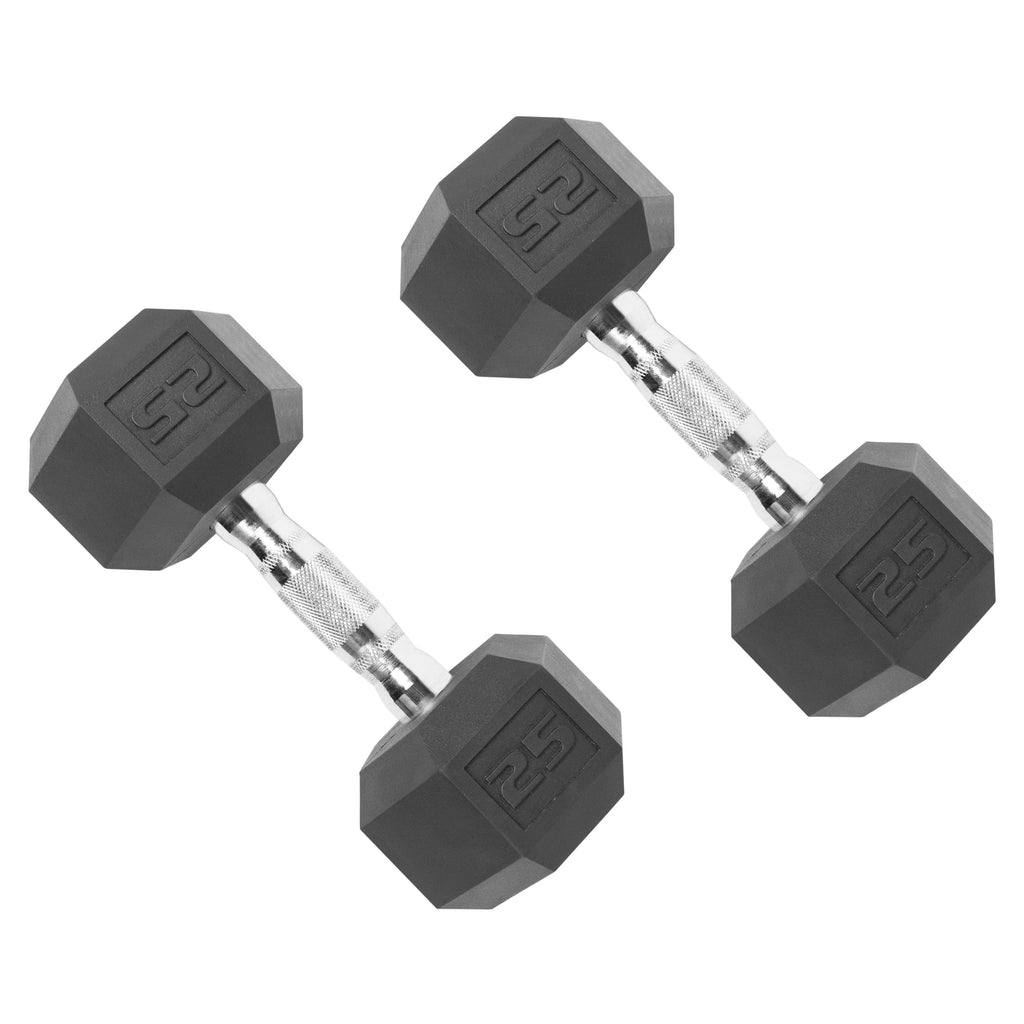 150 lb Coated Rubber Hex Dumbbell Weight Set with Rack L71219