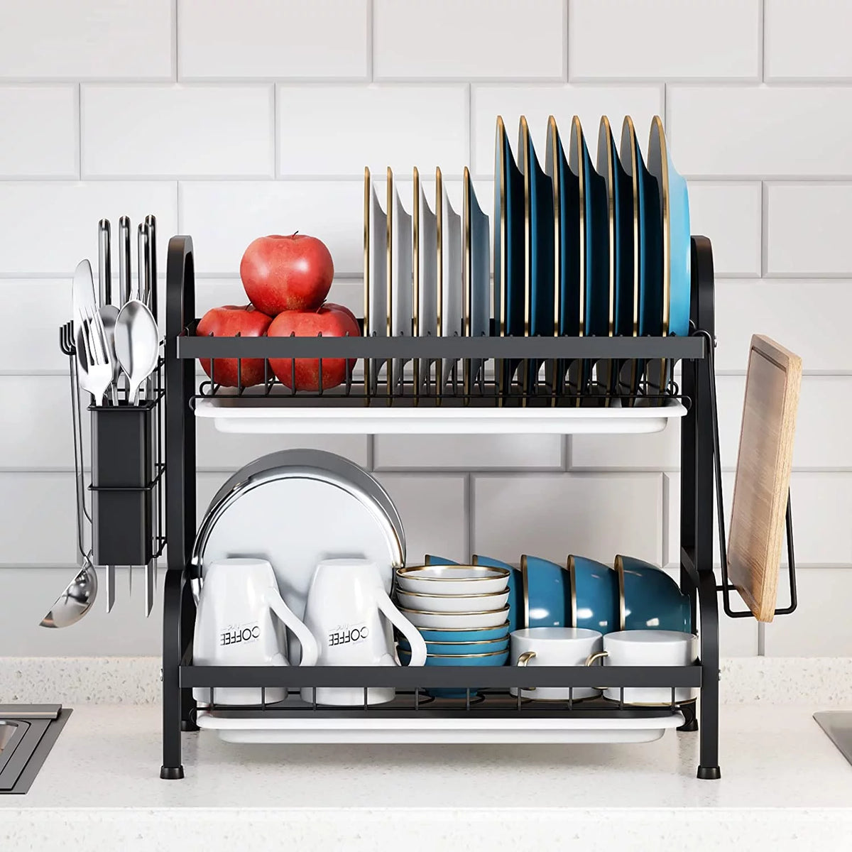 2-Tier Dish Drying Rack with Drain Board Tray N691036