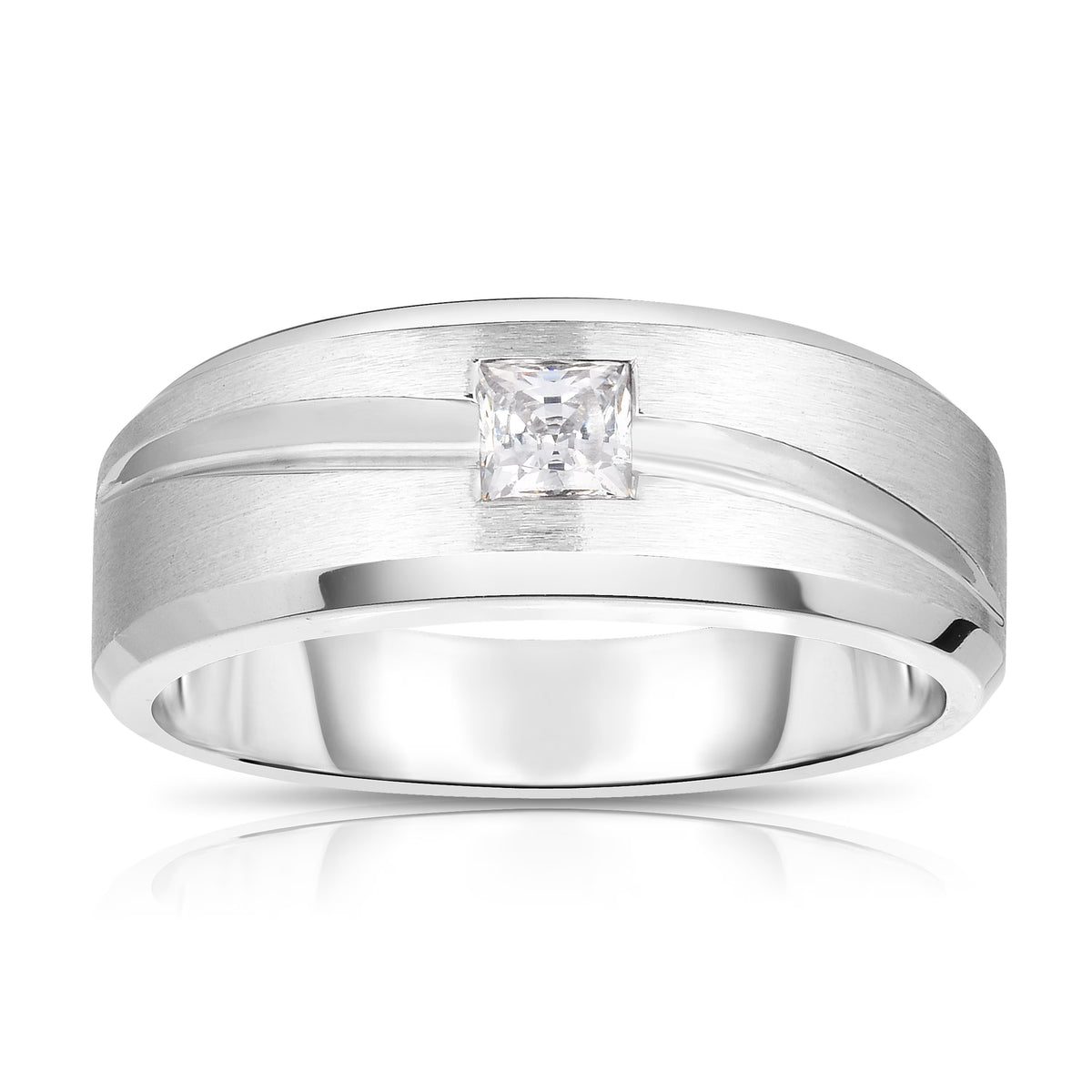 Solitaire Diamond Ring 1/3 ct Square-cut 10K White Gold X767