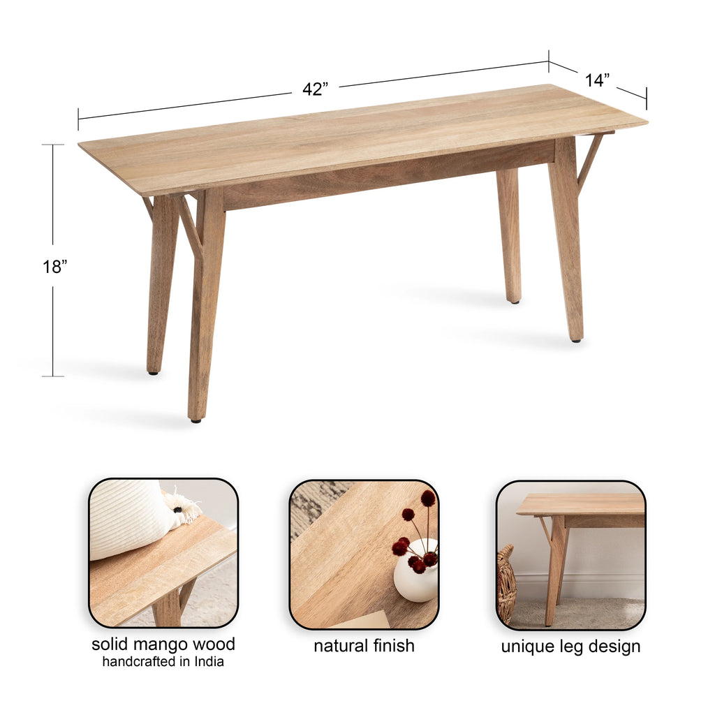 Mid-Century Rectangle Wooden Bench R590770