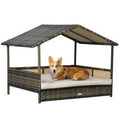 Wicker Elevated Dog House with Removable Cushion F8934
