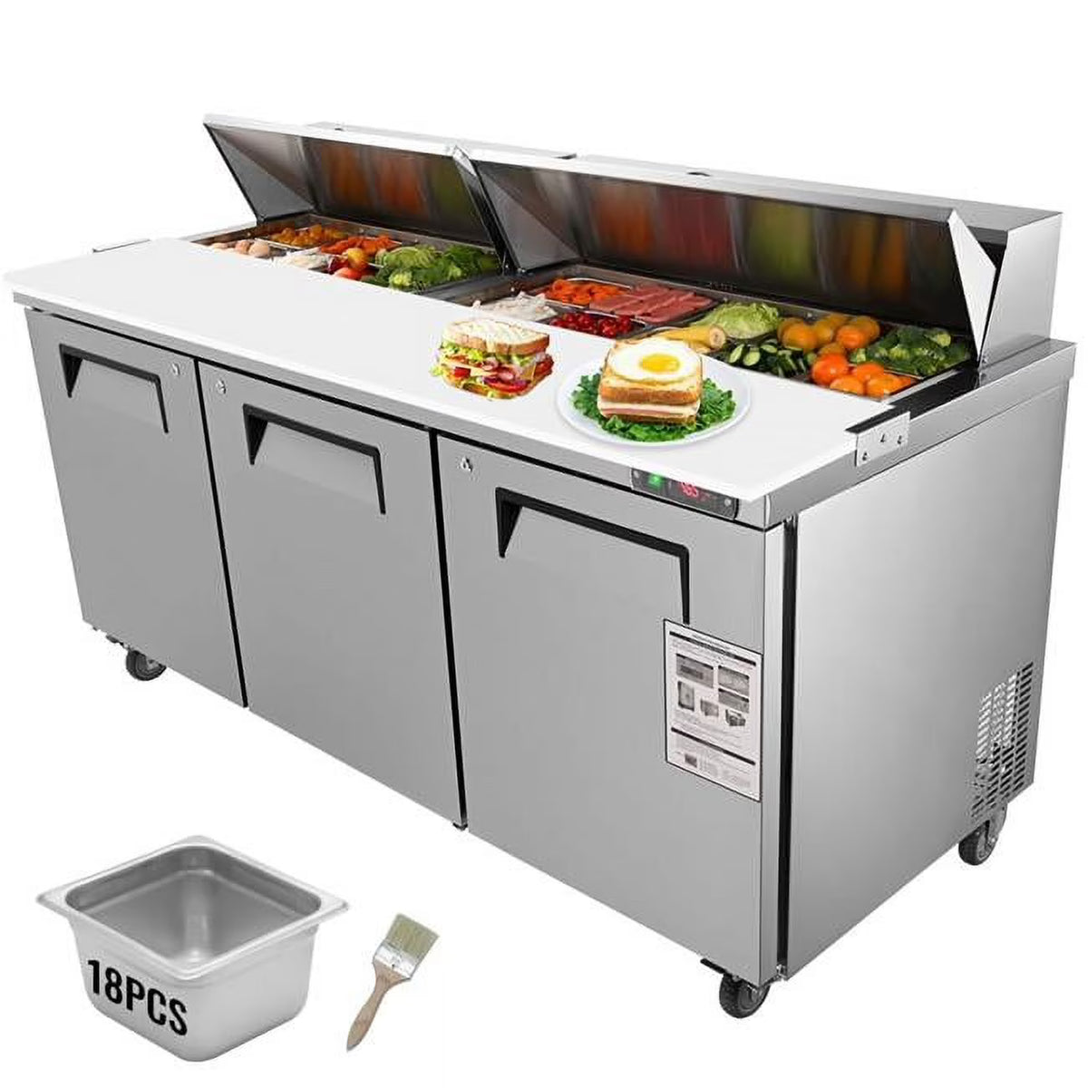 72 in. 17.73 cu. ft. Commercial Refrigerated Prep Table D52776