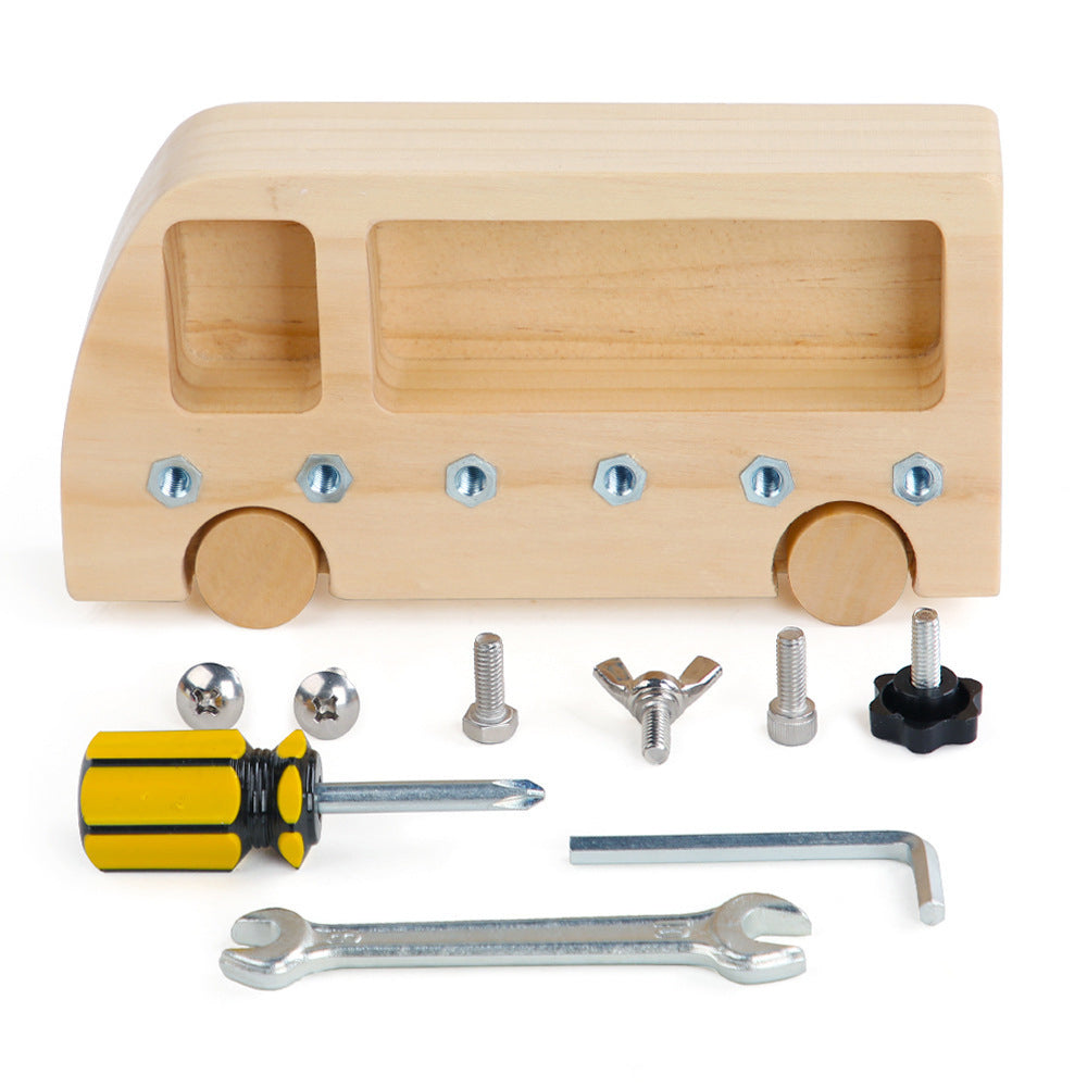 Montessori Screw Driver Board Wooden Busy Bus Sensory Toy N76753